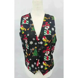 Vtg 1994 Warner Bros Looney Tunes Women's S Holiday Vest Tweety, Taz, Bugs Bunny